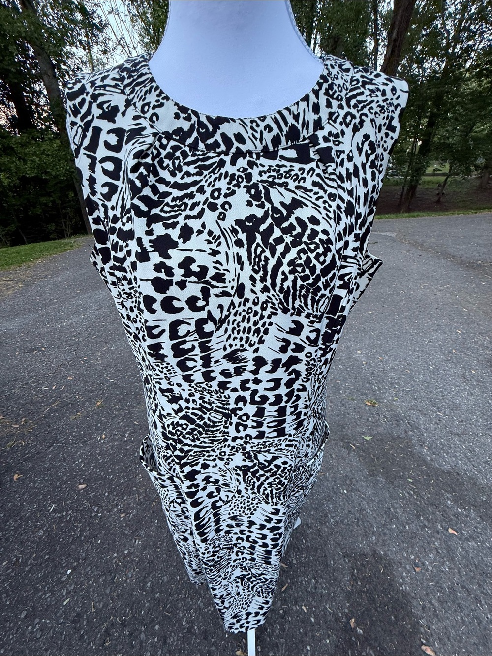 AGB Black & White Animal-Print Midi Sheath Dress - Picture 2 of 6
